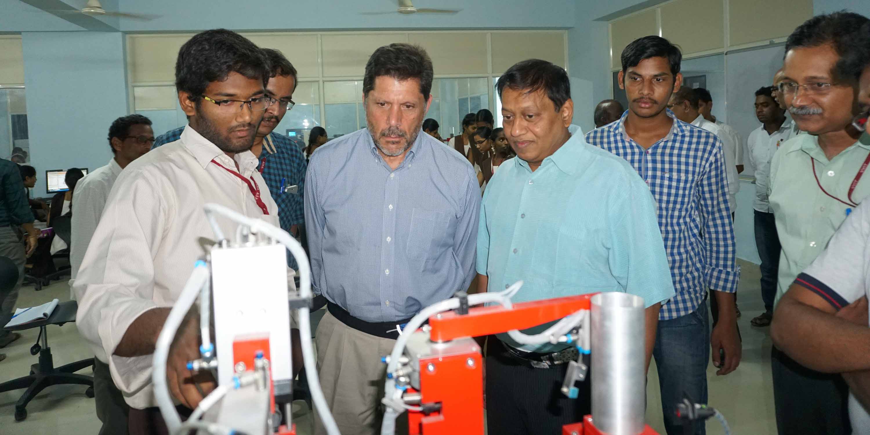 Boston University team interacting with VVIT students